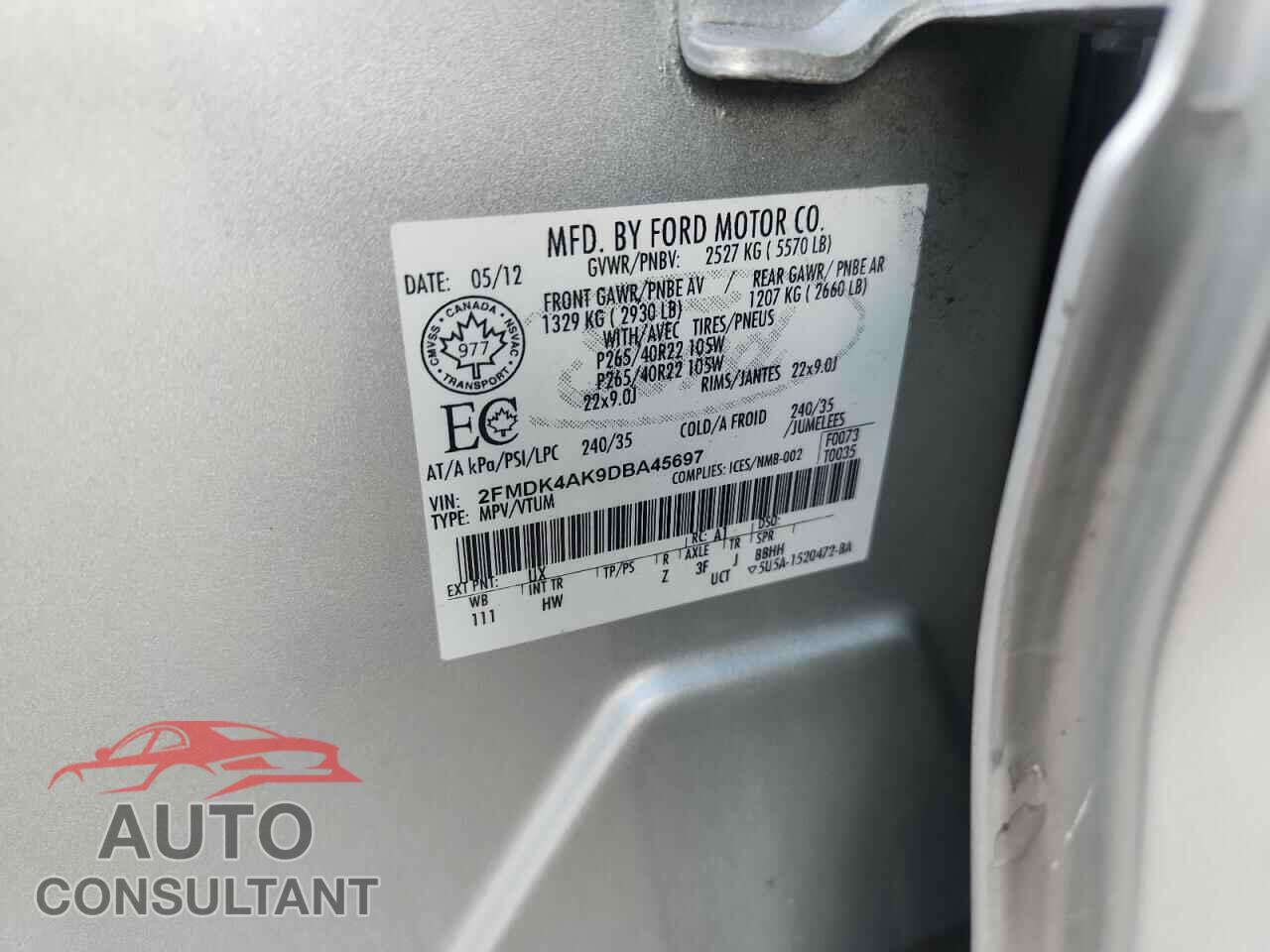 FORD EDGE 2013 - 2FMDK4AK9DBA45697