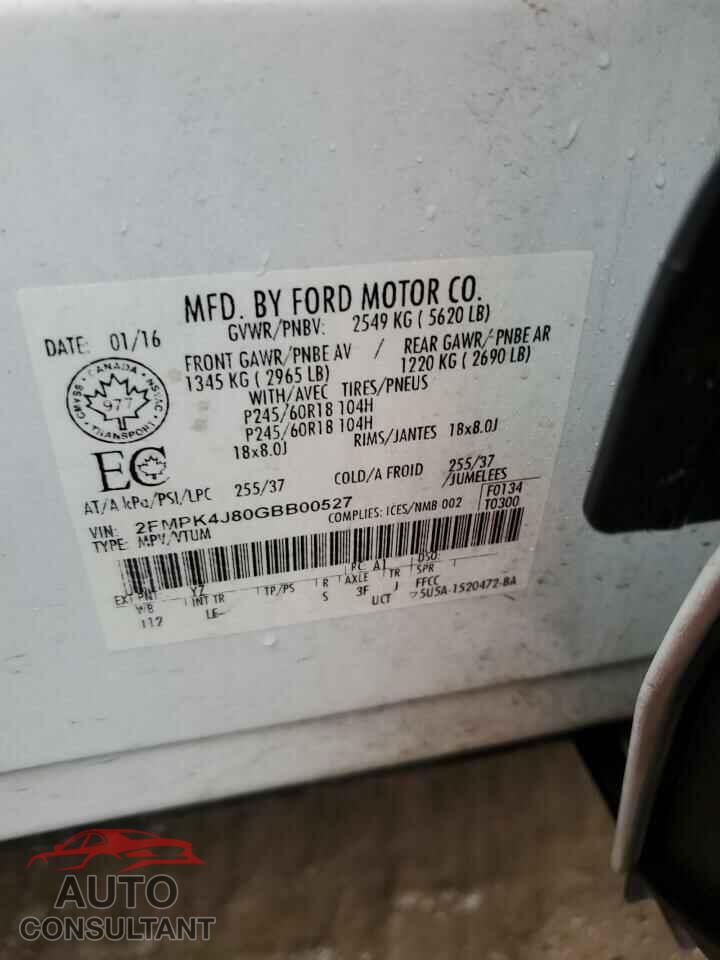 FORD EDGE 2016 - 2FMPK4J80GBB00527