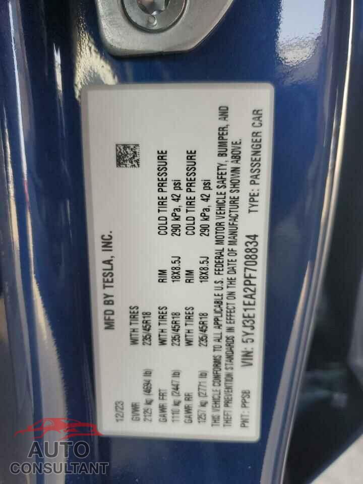 TESLA MODEL 3 2023 - 5YJ3E1EA2PF708834
