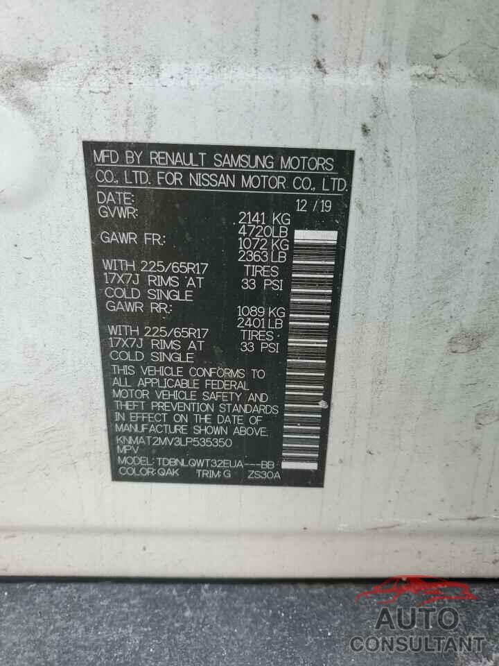 NISSAN ROGUE 2020 - KNMAT2MV3LP535350
