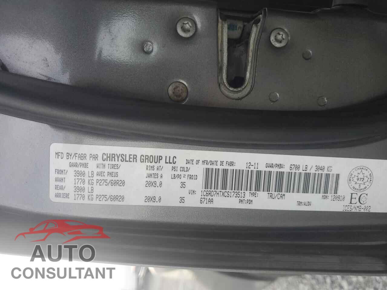 DODGE RAM 1500 2012 - 1C6RD7HTXCS173513