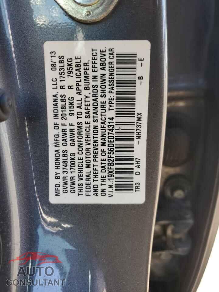 HONDA CIVIC 2013 - 19XFB2F56DE074314