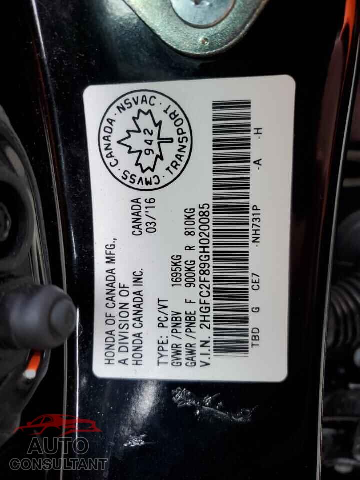 HONDA CIVIC 2016 - 2HGFC2F89GH020085