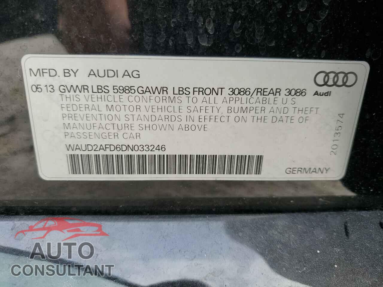 AUDI S8 2013 - WAUD2AFD6DN033246