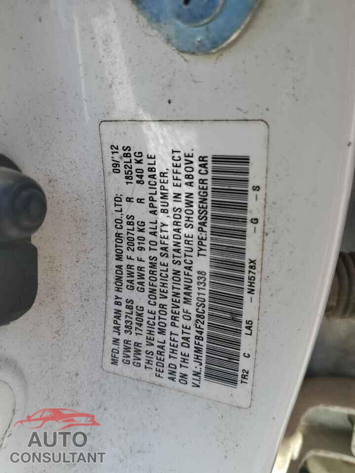 HONDA CIVIC 2012 - JHMFB4F28CS011338