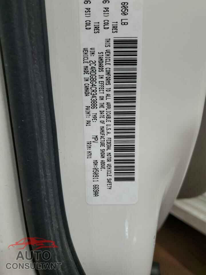DODGE CARAVAN 2012 - 2C4RDGBG4CR343886