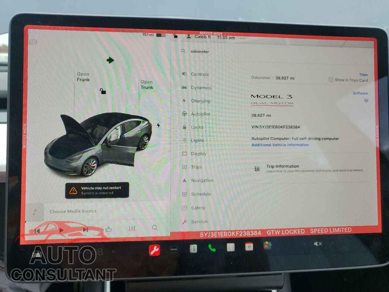 TESLA MODEL 3 2019 - 5YJ3E1EB0KF238384