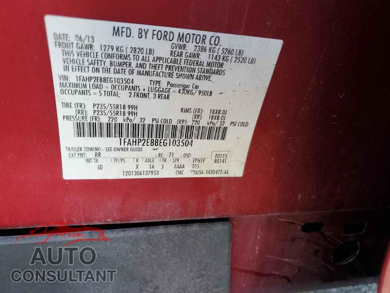 FORD TAURUS 2014 - 1FAHP2E88EG103504