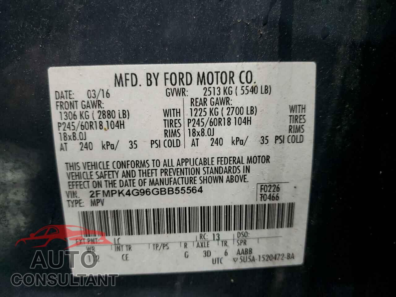 FORD EDGE 2016 - 2FMPK4G96GBB55564