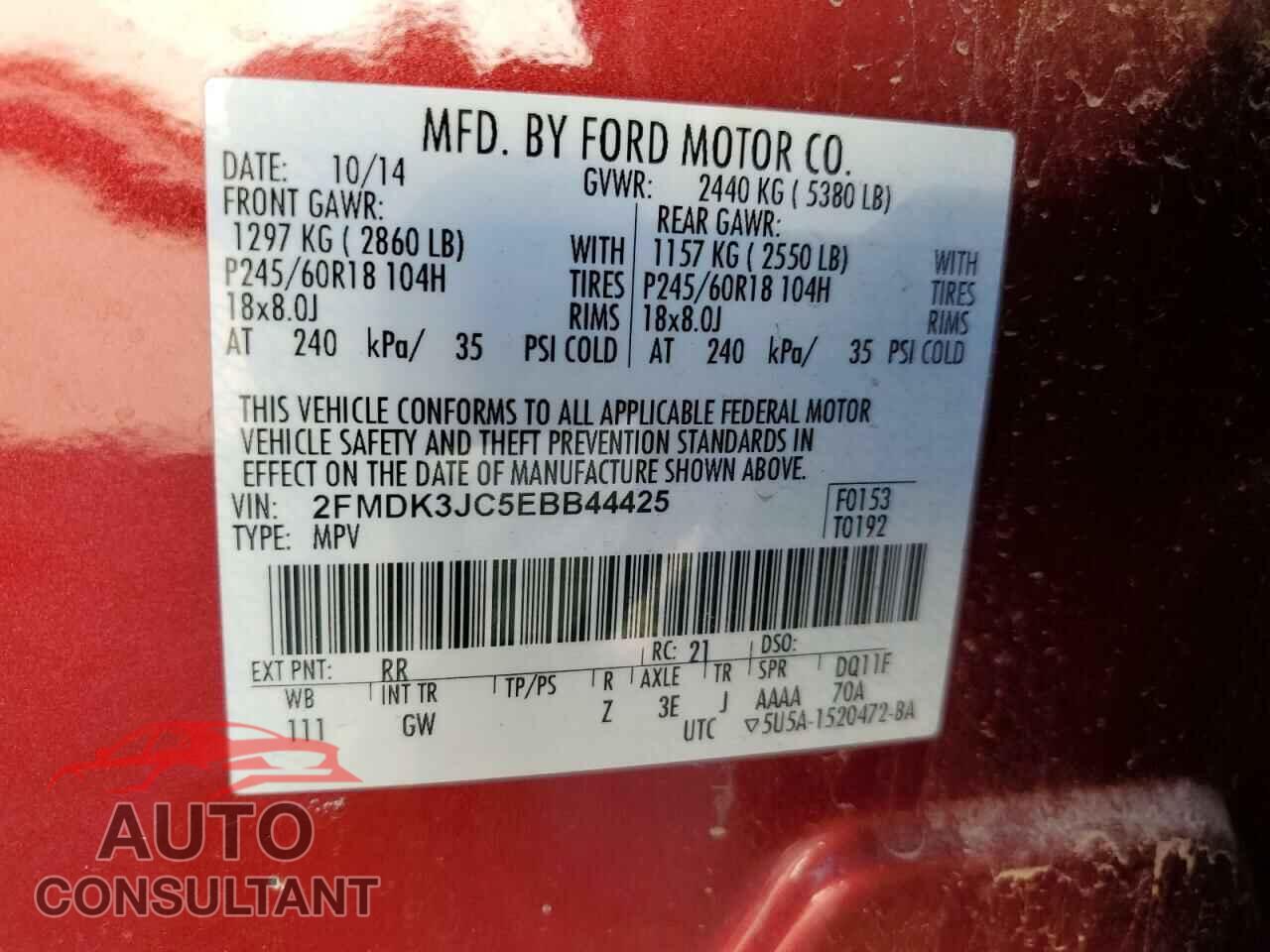 FORD EDGE 2014 - 2FMDK3JC5EBB44425