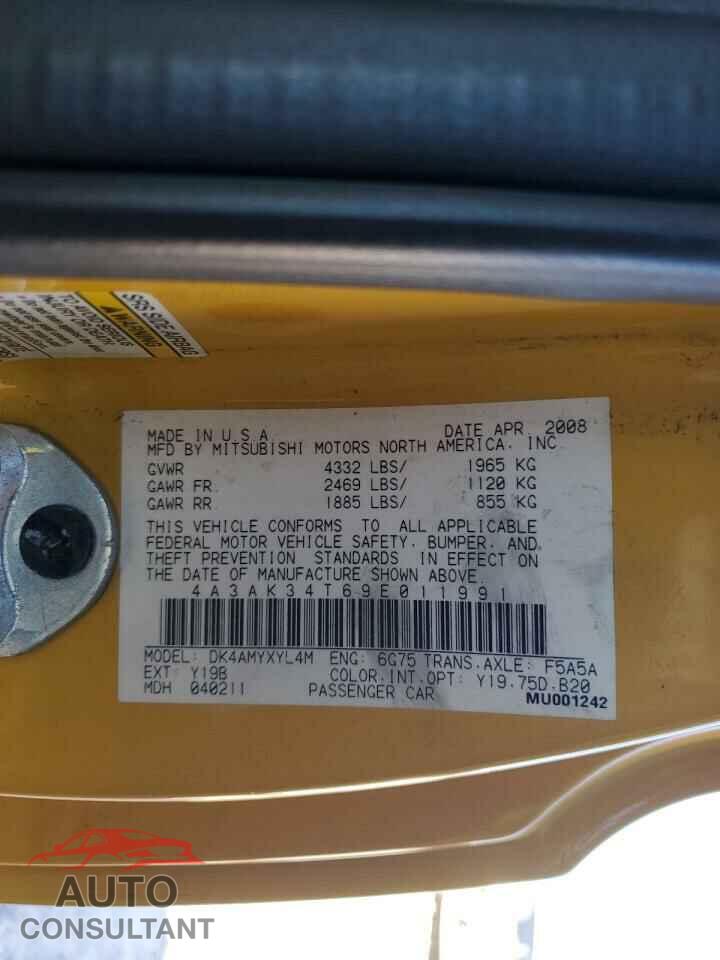 MITSUBISHI ECLIPSE 2009 - 4A3AK34T69E011991