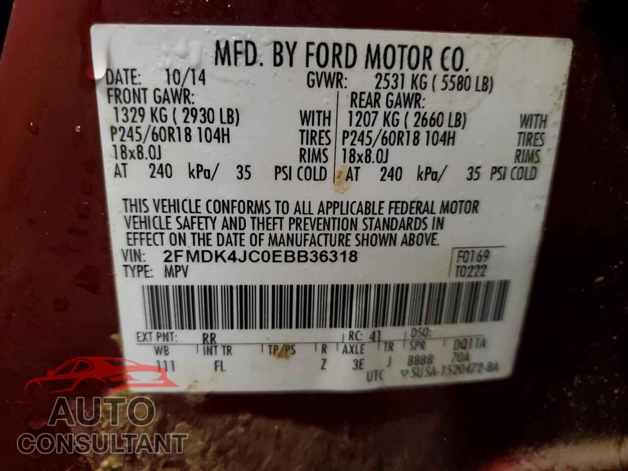 FORD EDGE 2014 - 2FMDK4JC0EBB36318