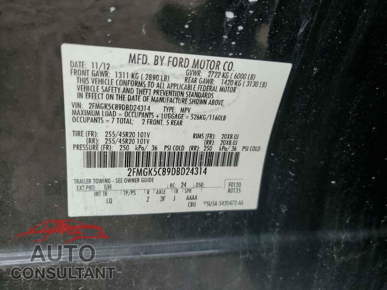 FORD FLEX 2013 - 2FMGK5C89DBD24314
