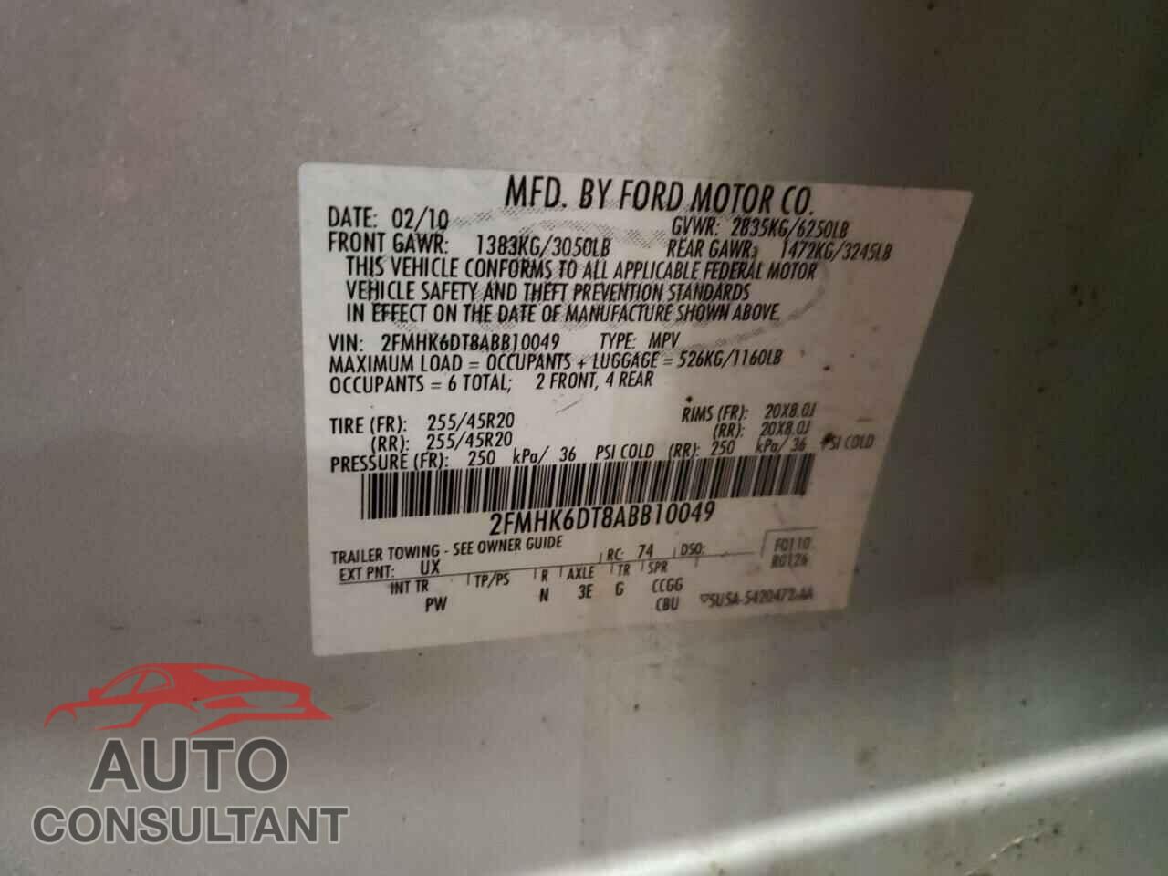 FORD FLEX 2010 - 2FMHK6DT8ABB10049