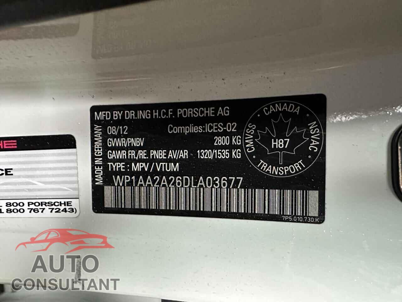 PORSCHE CAYENNE 2013 - WP1AA2A26DLA03677