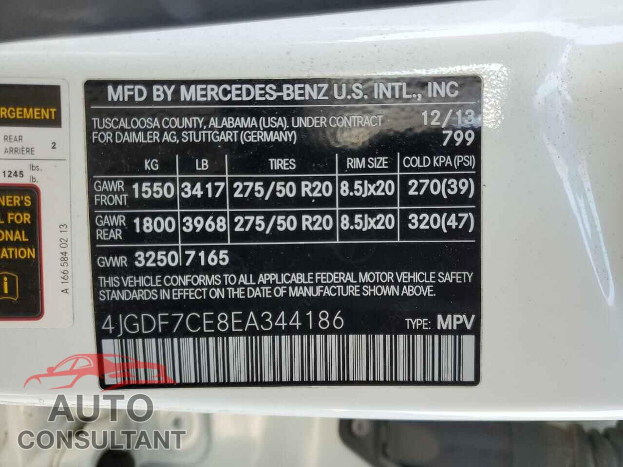 MERCEDES-BENZ GL-CLASS 2014 - 4JGDF7CE8EA344186
