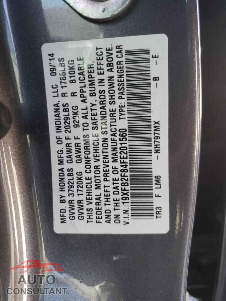 HONDA CIVIC 2015 - 19XFB2F84FE201560