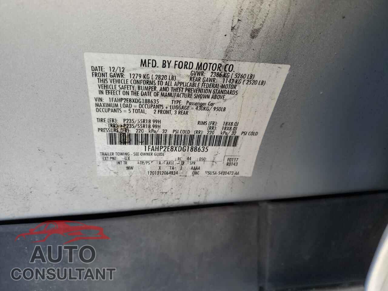 FORD TAURUS 2013 - 1FAHP2E8XDG188635