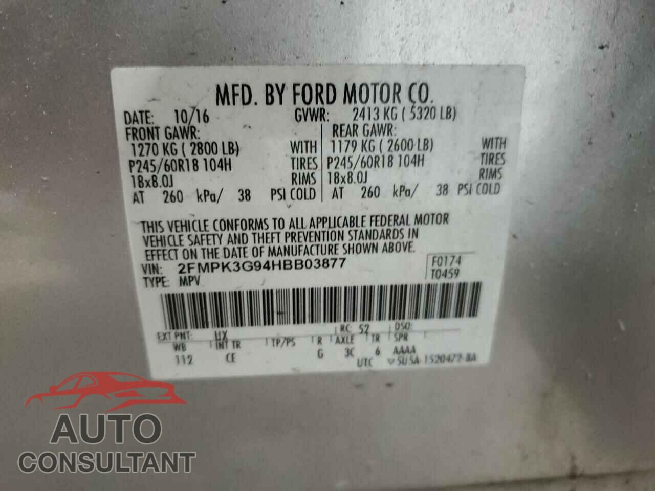 FORD EDGE 2017 - 2FMPK3G94HBB03877