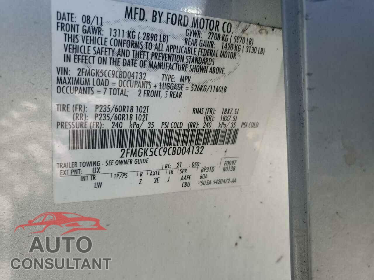 FORD FLEX 2012 - 2FMGK5CC9CBD04132