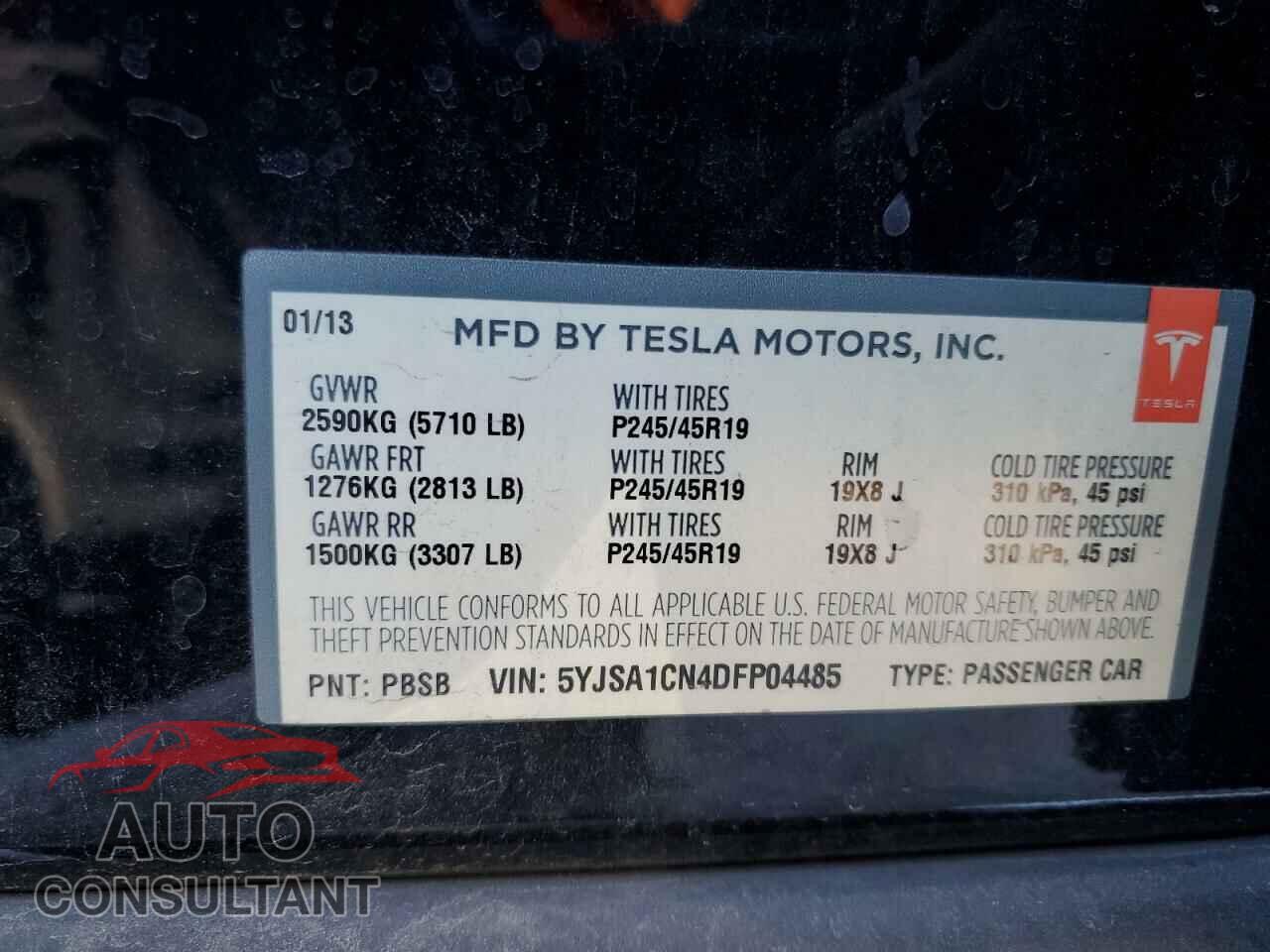 TESLA MODEL S 2013 - 5YJSA1CN4DFP04485