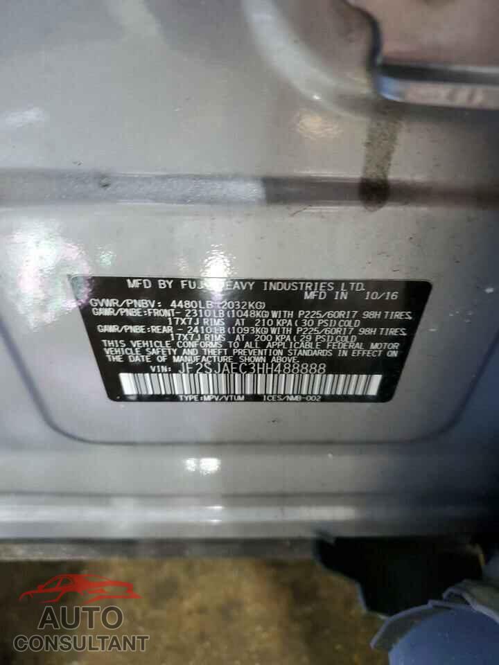 SUBARU FORESTER 2017 - JF2SJAEC3HH488888