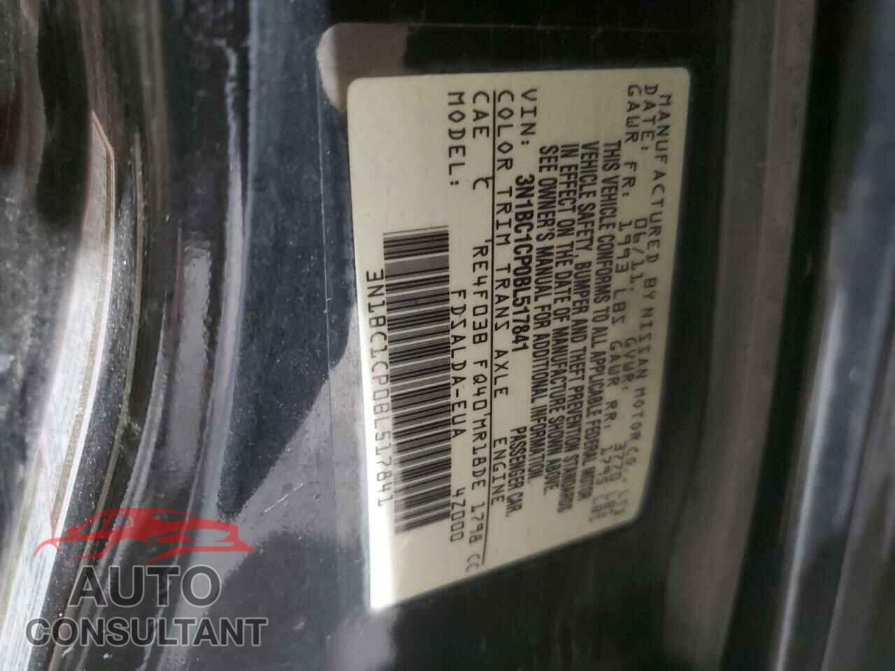 NISSAN VERSA 2011 - 3N1BC1CP0BL517841