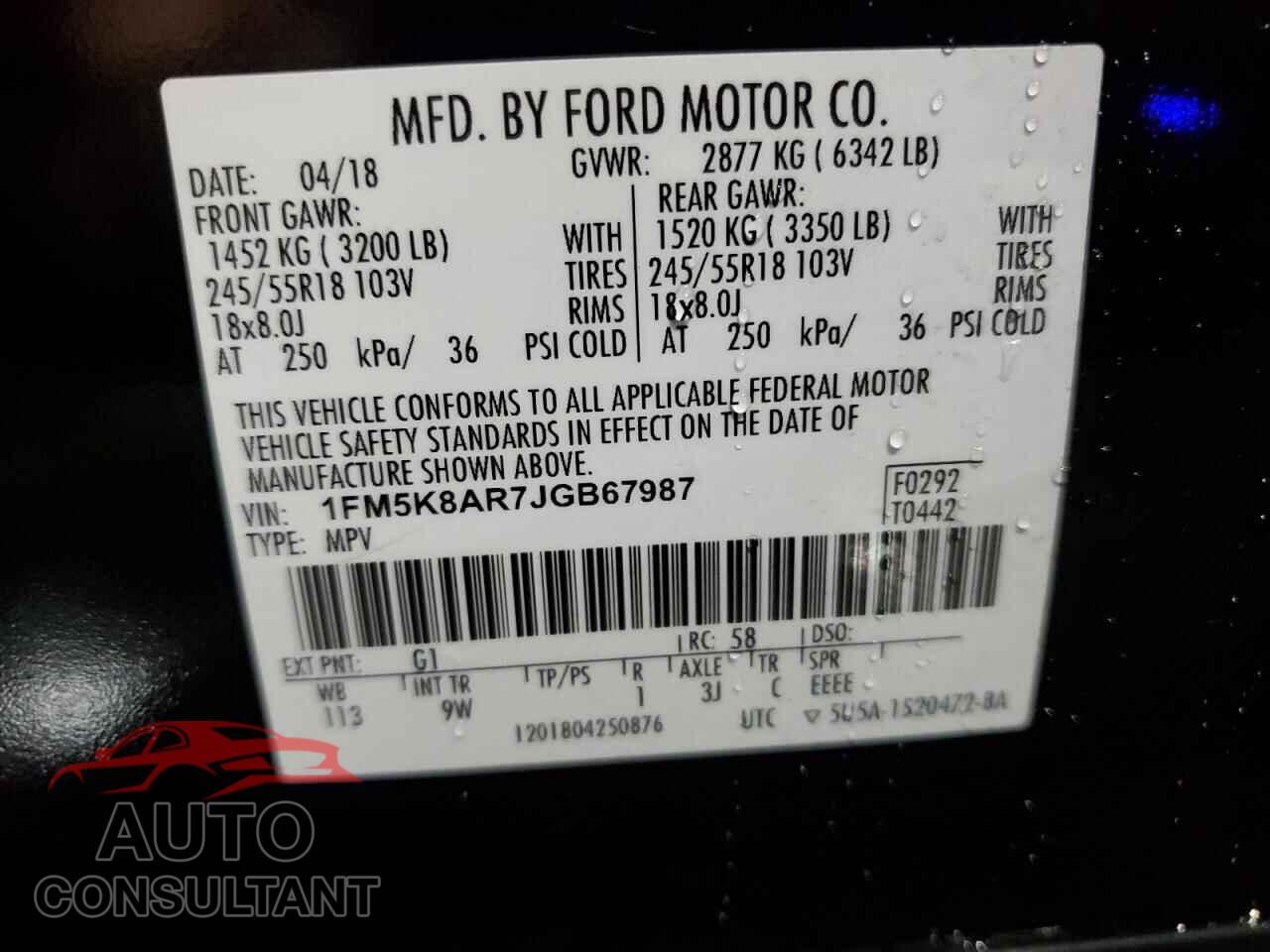 FORD EXPLORER 2018 - 1FM5K8AR7JGB67987