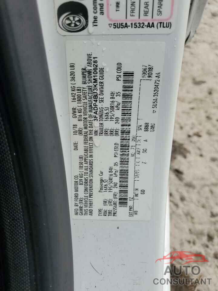 FORD FIESTA 2019 - 3FADP4BJ3KM106281