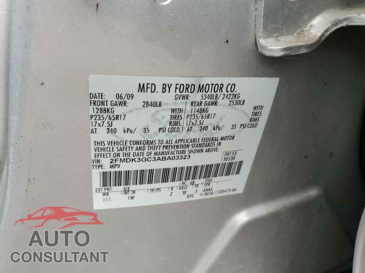 FORD EDGE 2010 - 2FMDK3GC3ABA03323
