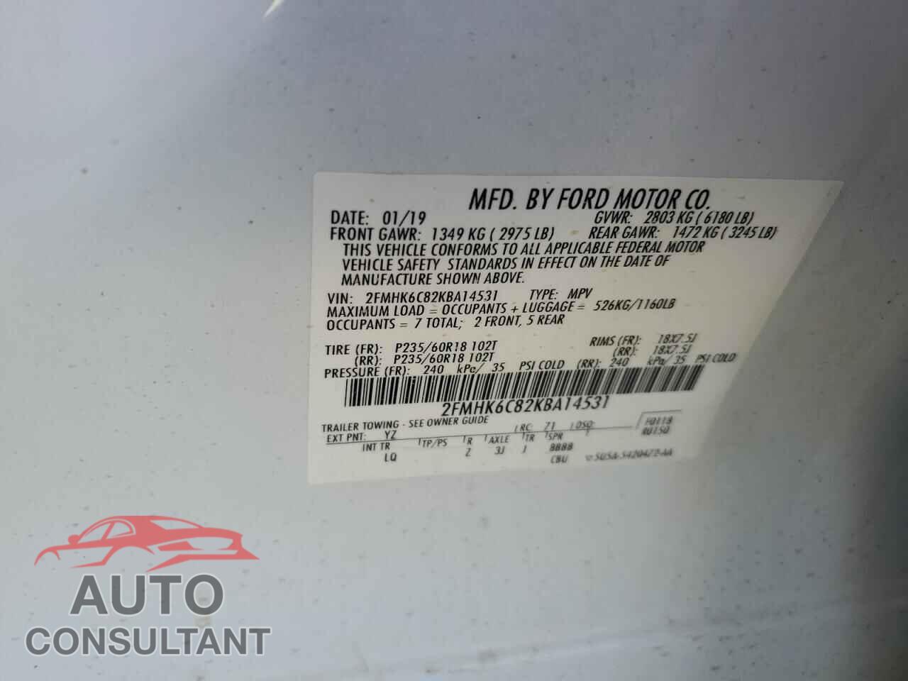 FORD FLEX 2019 - 2FMHK6C82KBA14531