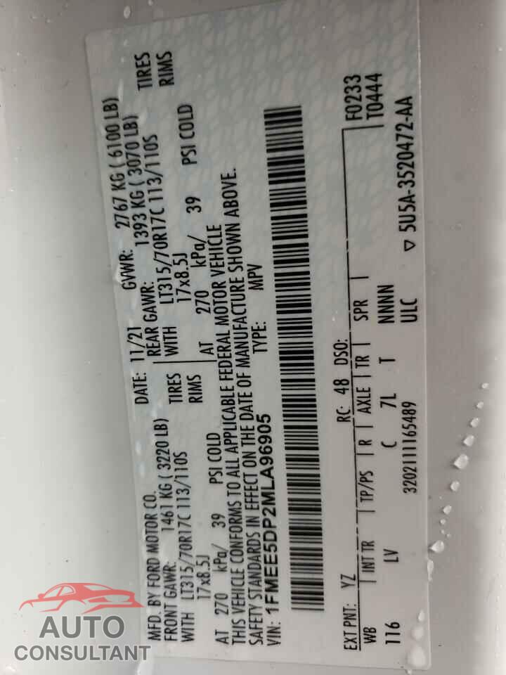 FORD BRONCO 2021 - 1FMEE5DP2MLA96905