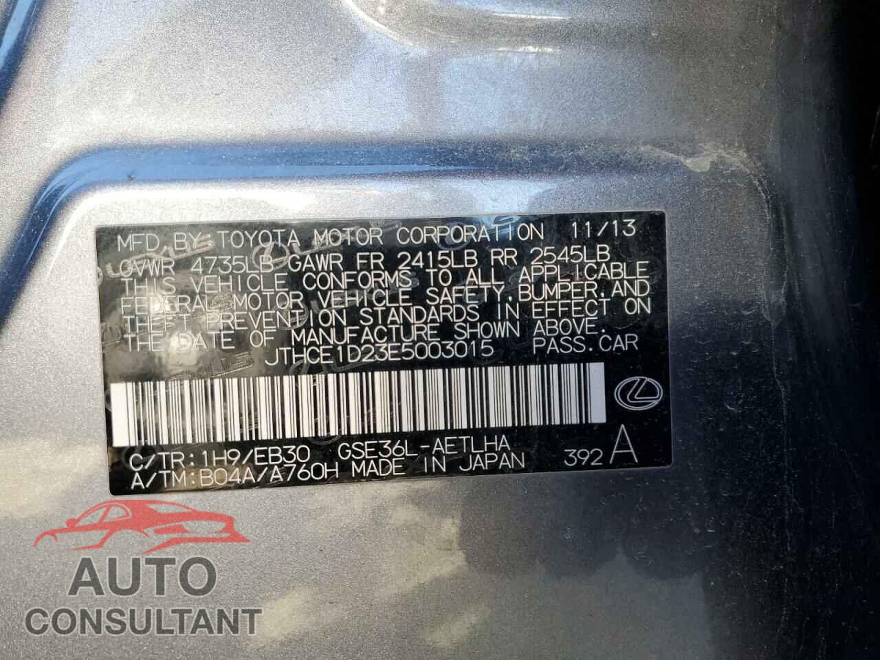 LEXUS IS 2014 - JTHCE1D23E5003015