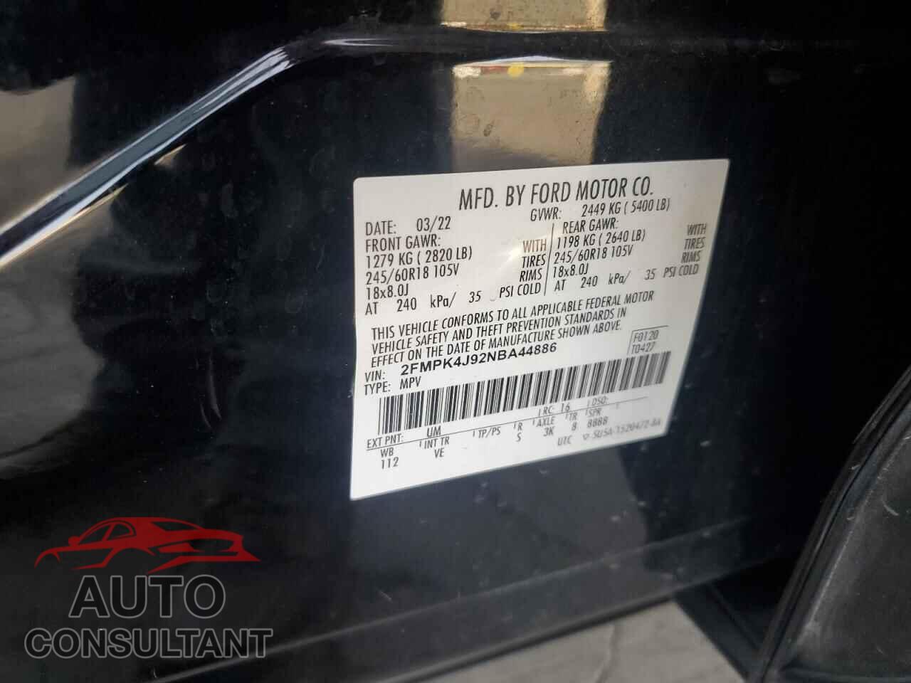 FORD EDGE 2022 - 2FMPK4J92NBA44886