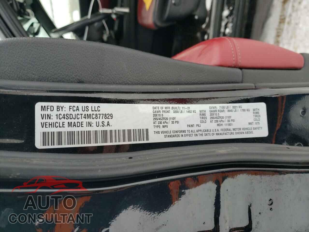 DODGE DURANGO 2021 - 1C4SDJCT4MC877829