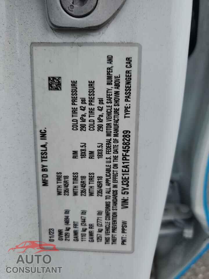 TESLA MODEL 3 2023 - 5YJ3E1EA1PF458289