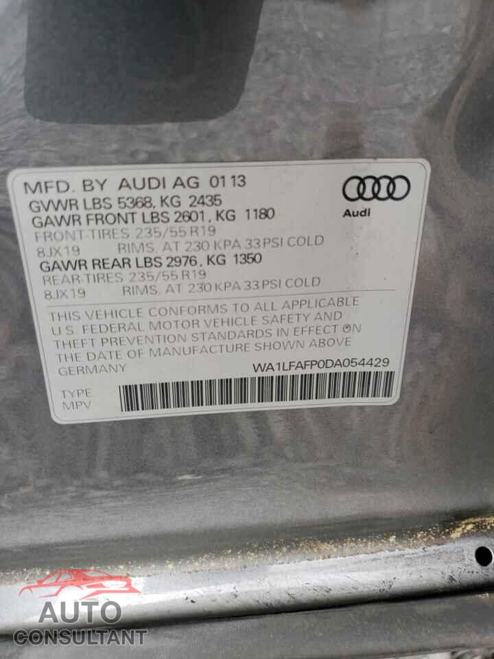 AUDI Q5 2013 - WA1LFAFP0DA054429