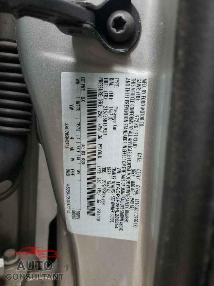 FORD FOCUS 2017 - 1FADP3F28HL280354