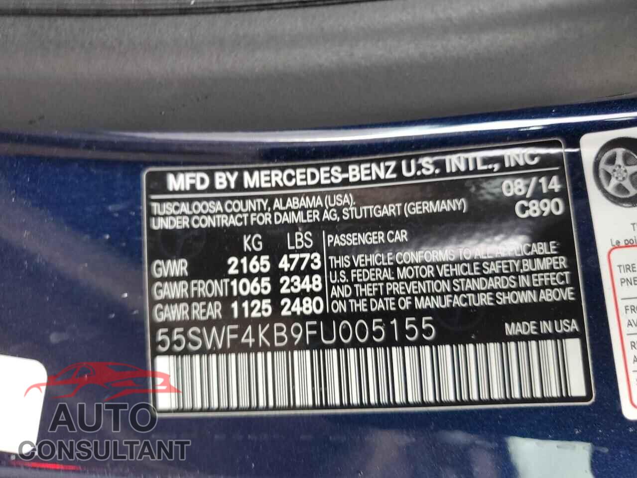 MERCEDES-BENZ C-CLASS 2015 - 55SWF4KB9FU005155