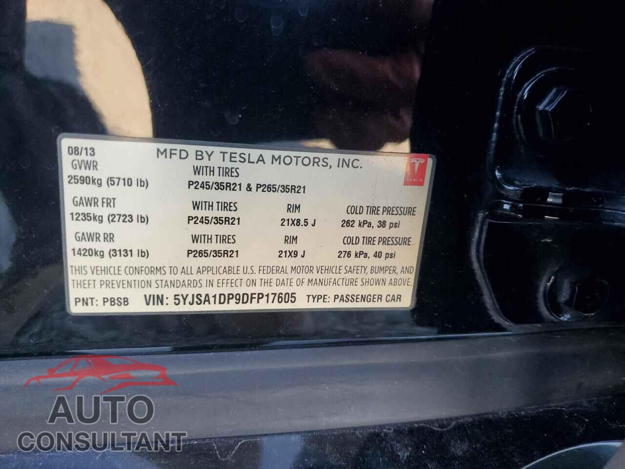 TESLA MODEL S 2013 - 5YJSA1DP9DFP17605