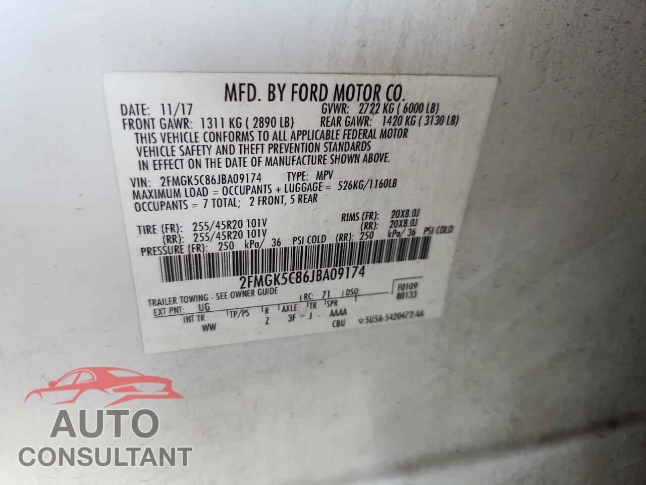 FORD FLEX 2018 - 2FMGK5C86JBA09174