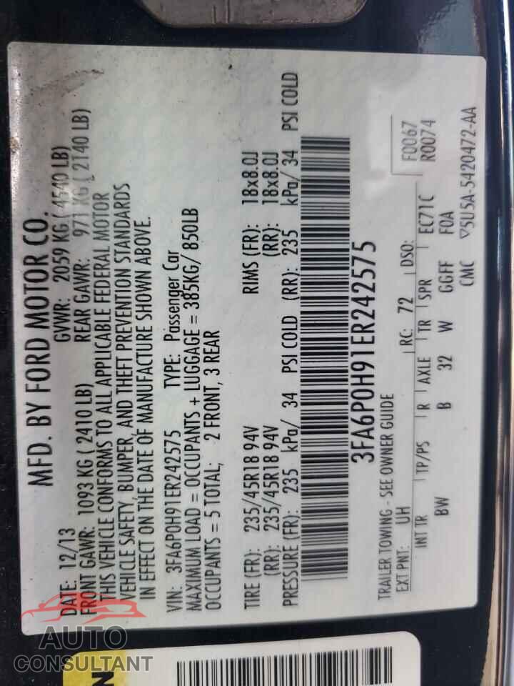 FORD FUSION 2014 - 3FA6P0H91ER242575