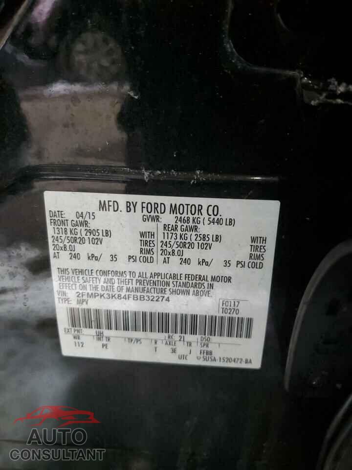 FORD EDGE 2015 - 2FMPK3K84FBB32274