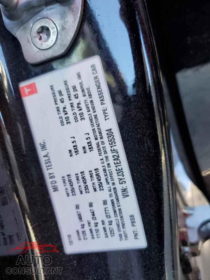 TESLA MODEL 3 2018 - 5YJ3E1EA2JF155304