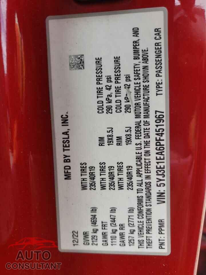 TESLA MODEL 3 2023 - 5YJ3E1EA6PF451967