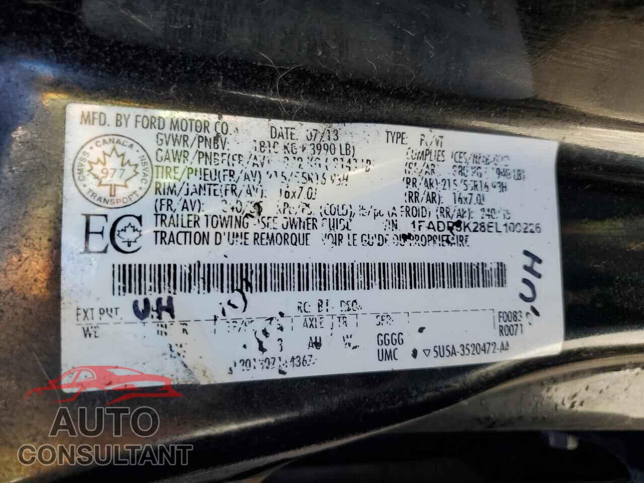 FORD FOCUS 2014 - 1FADP3K28EL100226