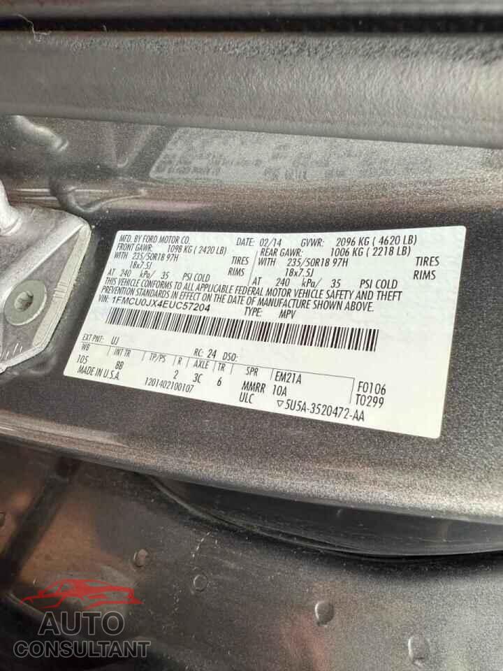FORD ESCAPE 2014 - 1FMCU0JX4EUC57204