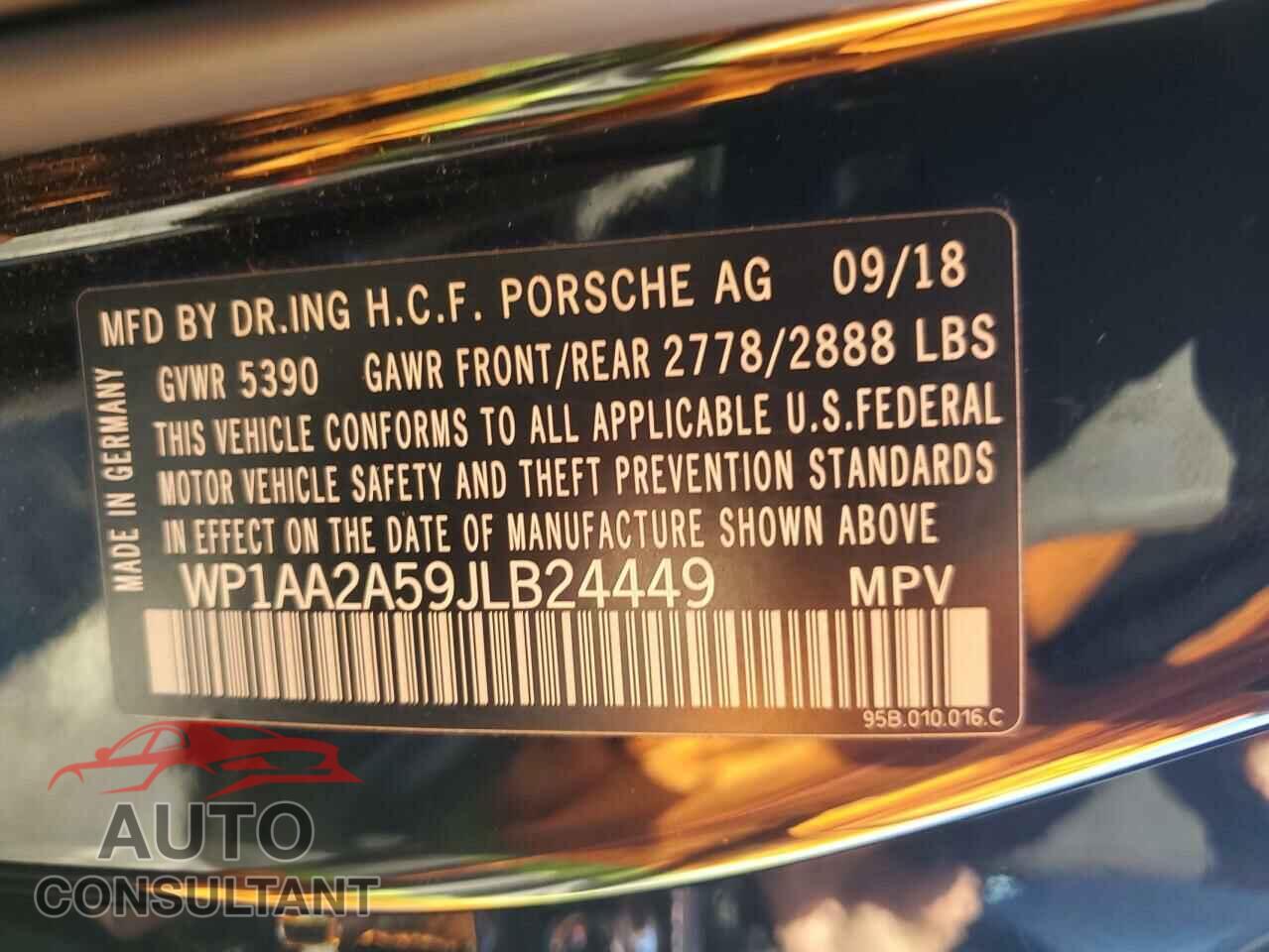 PORSCHE MACAN 2018 - WP1AA2A59JLB24449