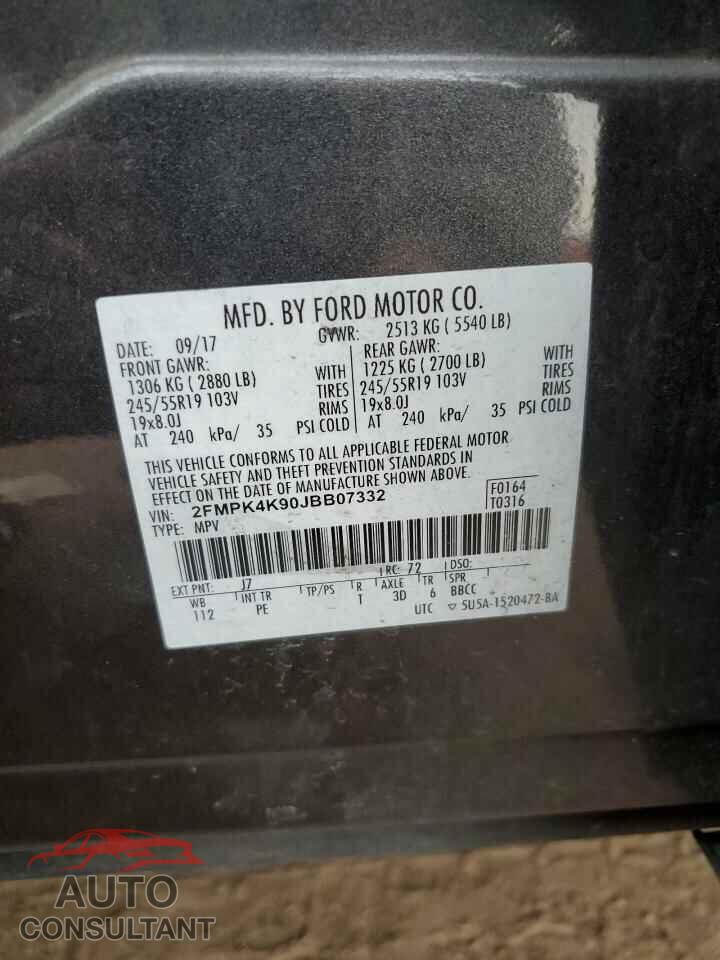 FORD EDGE 2018 - 2FMPK4K90JBB07332
