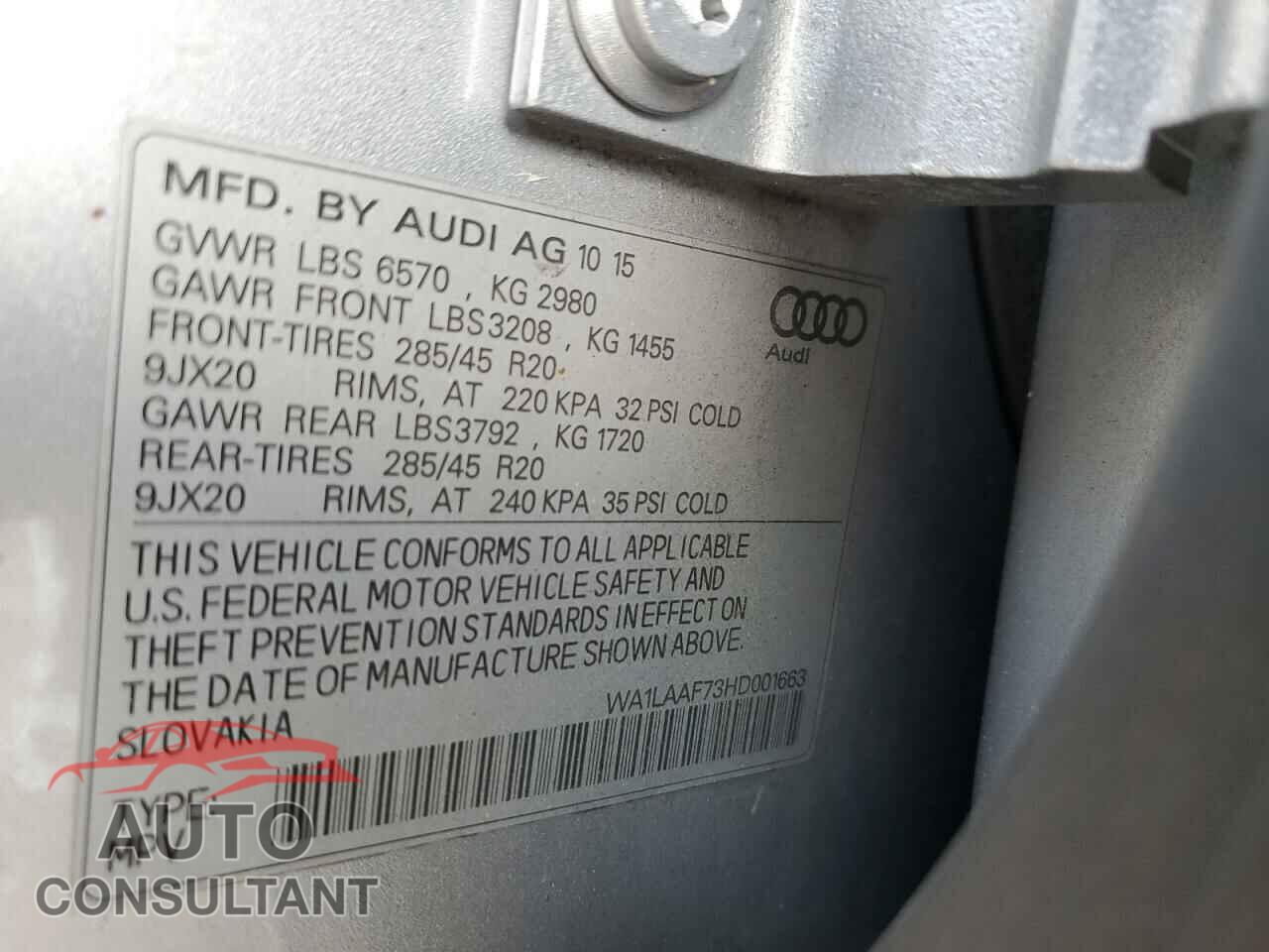 AUDI Q7 2017 - WA1LAAF73HD001663